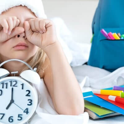 Little girl waking for school with her routine and insistence on sameness
