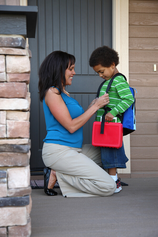 Mother gets child with autism ready for first day of school